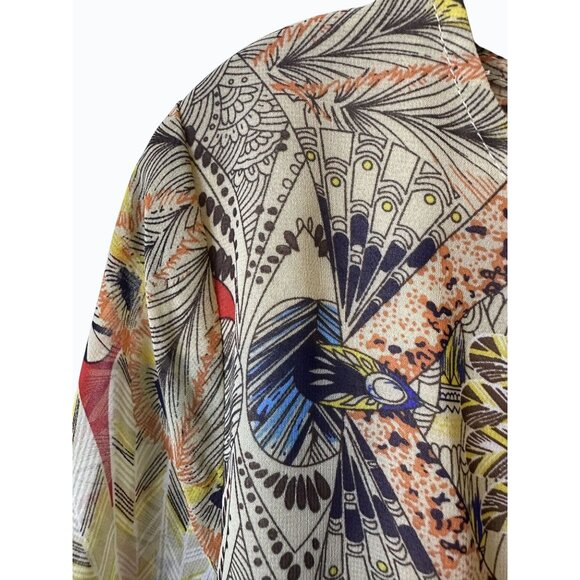 Love 21 Womens Lined Geometric Midi Dress Bohemian Babydoll Flowy Feminine Large - Picture 3 of 15